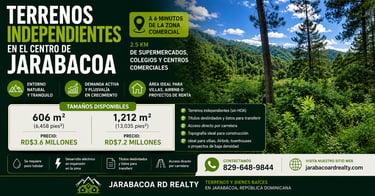 Solares independientes en Jarabacoa desde RD$3.6 Millones, ubicados a solo 6 minutos del centro