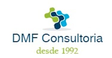 a logo for d m f consulting