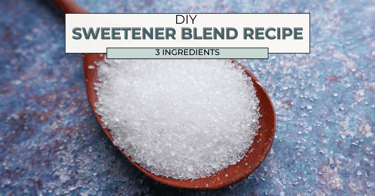 DIY Sweetener Blend Recipe Ingredients on a Wooden Spoon