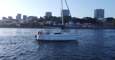 Sailing on private sail boat tour along Douro River in Porto, Portugal