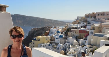 Lady Michelle in Oia, Santorini, Greece