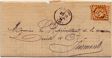 Letter weighing less than 10g from and to JEUMONT, franked with a 10c Siege of Paris type.
