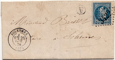 Letter from the village of SAULZOIR to SOLESMES.