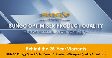 SUNGO Energy Smart Solar Power Optimisers Stringent Quality Standards