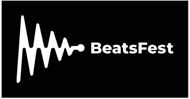 BeastFest white logo version - White sound wave with "BeatsFest" written on the right in white text.