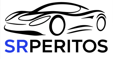 Logotipo de SRPERITOS con icono de coche estilizado y texto en azul