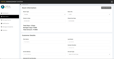 Hotel Management System - Rooms Reservation Page