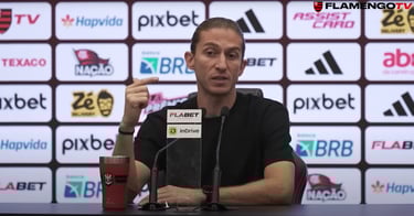Filipe Luís em coletiva pós eliminação na copa do brasil. Flamengo TV