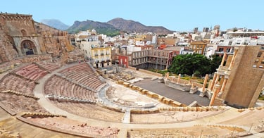 View of the city of Cartagena (Murcia, Spain) with the Roman theatre in the foreground