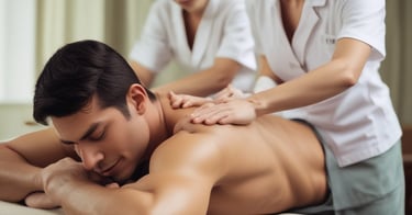 A therapist performing a soothing oil massage on a client.