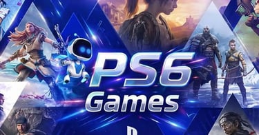 Collage de títulos exclusivos y personajes para la futura consola PlayStation 6 presentados en MBTECNIC.