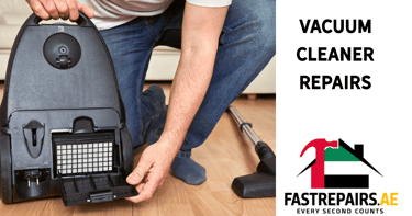 a man cleaning a vacuum cleaner with a vacuum cleaner