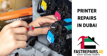 a person is fixing a printer in a printer