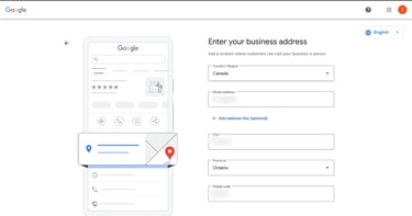 Google business profile setup enter business address