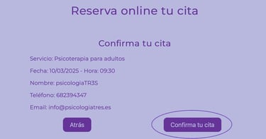 Paso 9. Confirmación de la cita