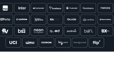 imagem com fundo escuro com os logos dos principais bancos e instituições financeiras do brasil