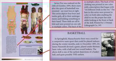 Rare early Victorian basketball trade card dolls by McLaughlin