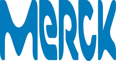 The blue Merck pharmaceutical company logo featuring stylized, wavy typography.