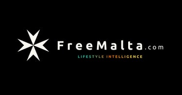 FreeMalta.com logo featuring a white Maltese cross and lifestyle intelligence tagline on a black background.