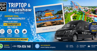 Triptop shuttle van service and ticket transport to Aquashow Park Hotel with colorful waterslides.