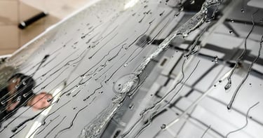 Coated windshield with Ceramic Rain Repellant 