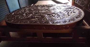 Solid Teak Dining Set – 6 Seater Wooden Table with Chairs