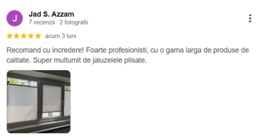 Recenzie montaj jaluzele plisate opace la comanda Bucuresti Sev Home