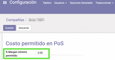 margen mínimo permitido