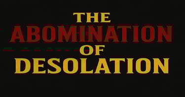 Roman armies desecrate the Jerusalem Temple under a blood-red sky, fulfilling Jesus’ warning of the abomination of desolation