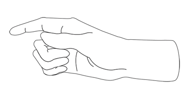 Mano señalando izquierda