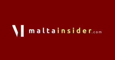 Malta Insider logo featuring white and yellow text on a deep red background.