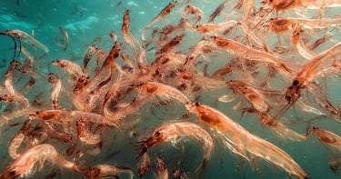 Representación del krill, alto en omega 3