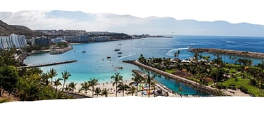 Vista da praia em Tenerife em dia ensolarado, destacando o cenário paradisíaco que recebe cruzeiros