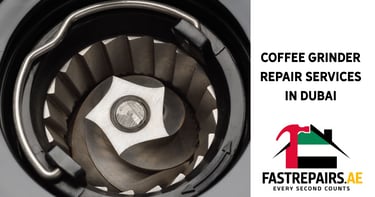 a coffee grinder with the words fastener repair services in dubai