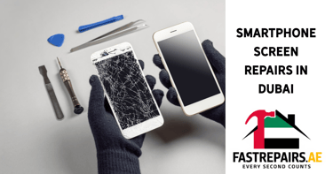 a person holding a phone with a phone screen showing a broken screen