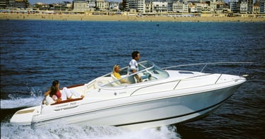 Private luxury speedboat cruising on the Douro River in Porto