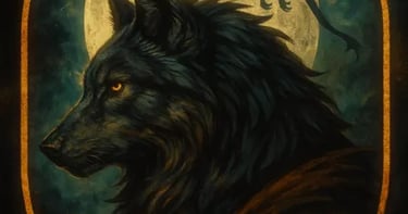 fan art inspired by pierwolf's works, wolf, dragon, gothic