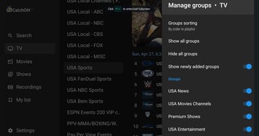 Hide and show channel group on catchontv app