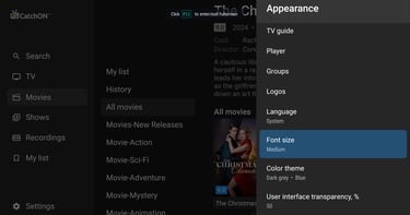 Customize the apeparance of catchontv App