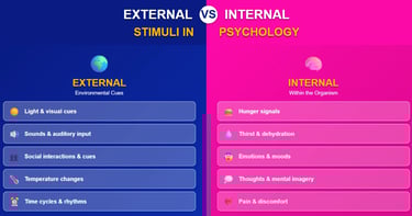 External vs internal stimuli: environmental triggers and internal bodily signals in psychology
