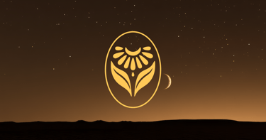 a stylized image of a stylized owl with a crescent moon in the background