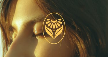 a woman with a yellow owl eye patch on her eye