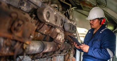Trabajador solucionando avería, sin amortiguador