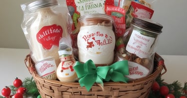 A colorful display of packaged dry mixes arranged neatly on a shelf.