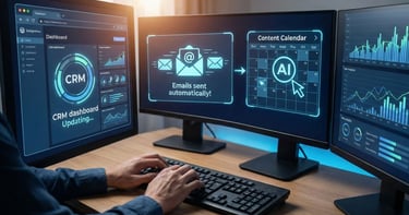AI and automation tools helping a solopreneur manage CRM, outreach, and analytics without a team