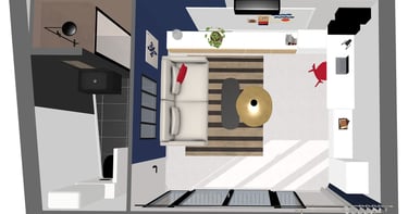 Plan 3D aménagement studio