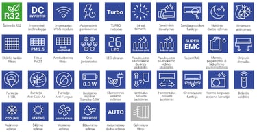 Sieniniai oro kondicionieriai AUX HALO funkcijos