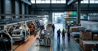 Industria automotriz europea, energía y competencia en fábrica bajo presión económica