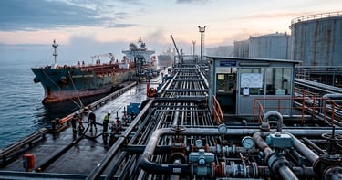 Mercado del petróleo y logística energética con oferta y demanda en equilibrio