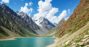 Beautiful view of lake saif ul malook with Himalayan mountains in background 